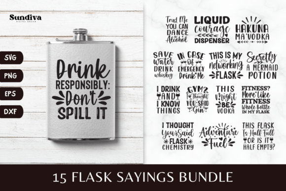 Download 15 Flask Alcohol Quotes SVG Bundle - Flask Collection