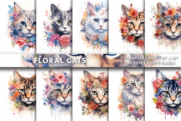 Download Floral Cats Background Texture - Background texture Collection