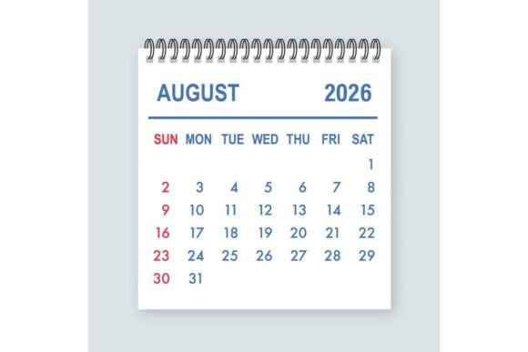 Download August 2026 Calendar Page Ring Binder - August Collection