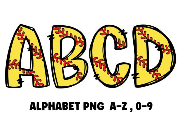 Download Softball Alphabet Doodle Font Png - Doodle font png Collection